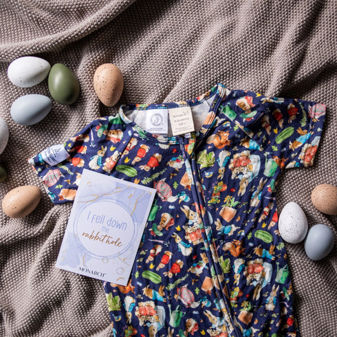 Monarch Store Bamboo Romper (Bootysuit) V3.0 SHORT SLEEVED : Peter Rabbit Classic